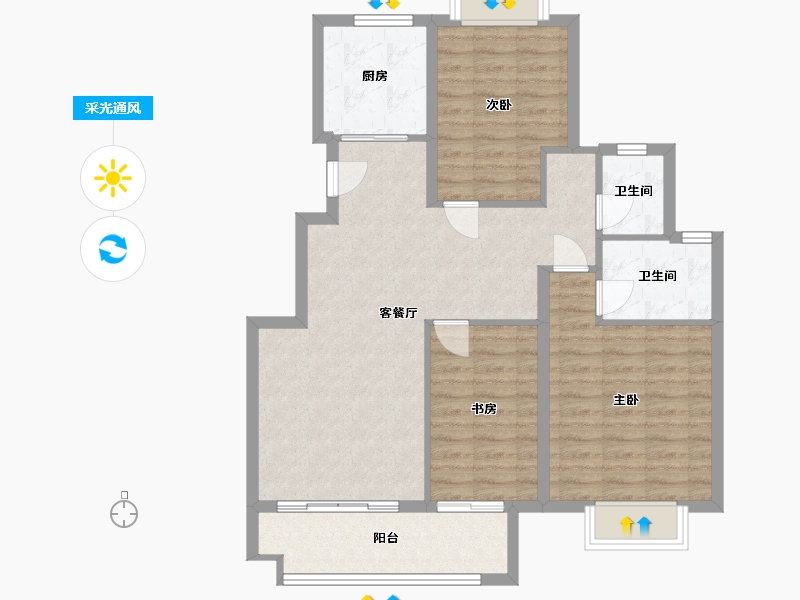 江苏省-无锡市-韵湖澜山-90.00-户型库-采光通风