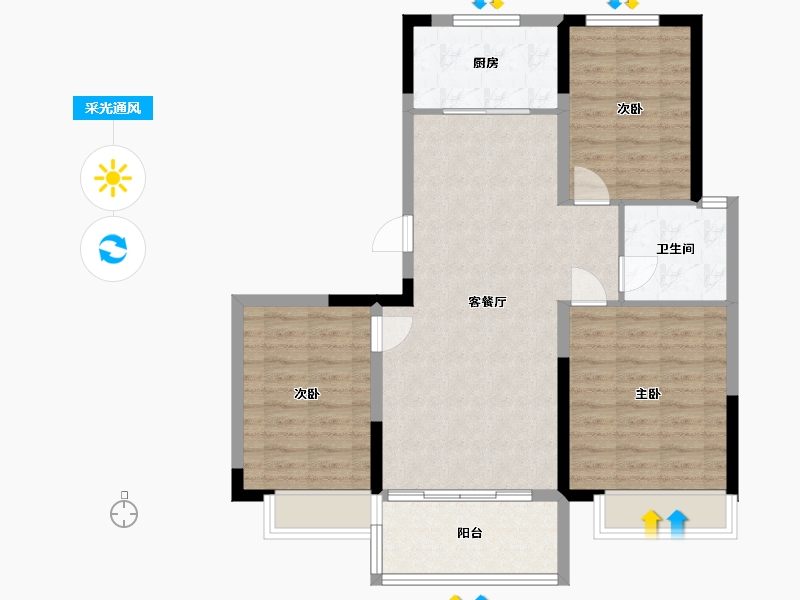 山东省-青岛市-荣盛锦绣外摊-86.00-户型库-采光通风