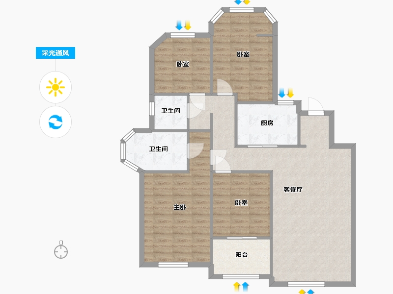 江苏省-南京市-金地自在城-120.00-户型库-采光通风