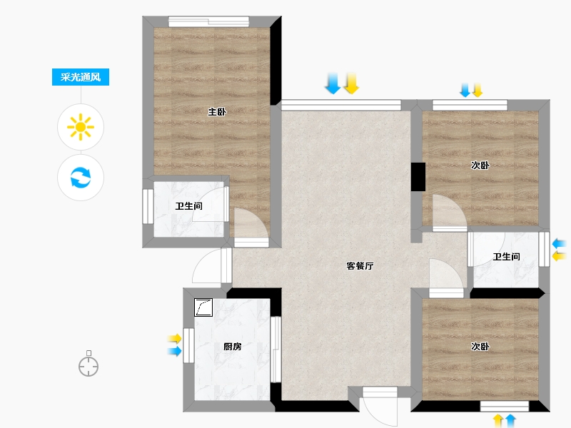 四川省-成都市-聚亿天府锦城3-55.00-户型库-采光通风