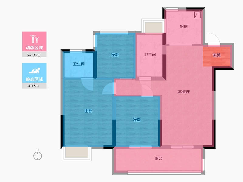 安徽省-合肥市-招商东望府-84.00-户型库-动静分区