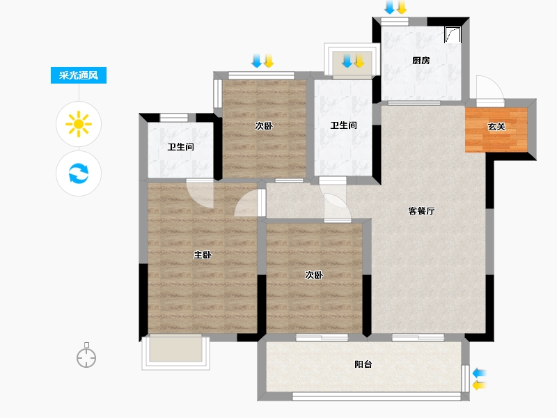 安徽省-合肥市-招商东望府-84.00-户型库-采光通风