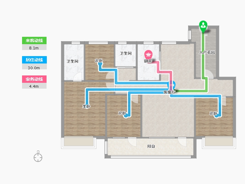 山东省-烟台市-碧桂园凤凰琉璃海-123.00-户型库-动静线