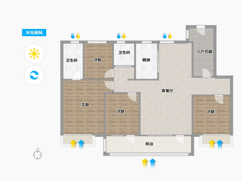 山东省-烟台市-碧桂园凤凰琉璃海-123.00-户型库-采光通风