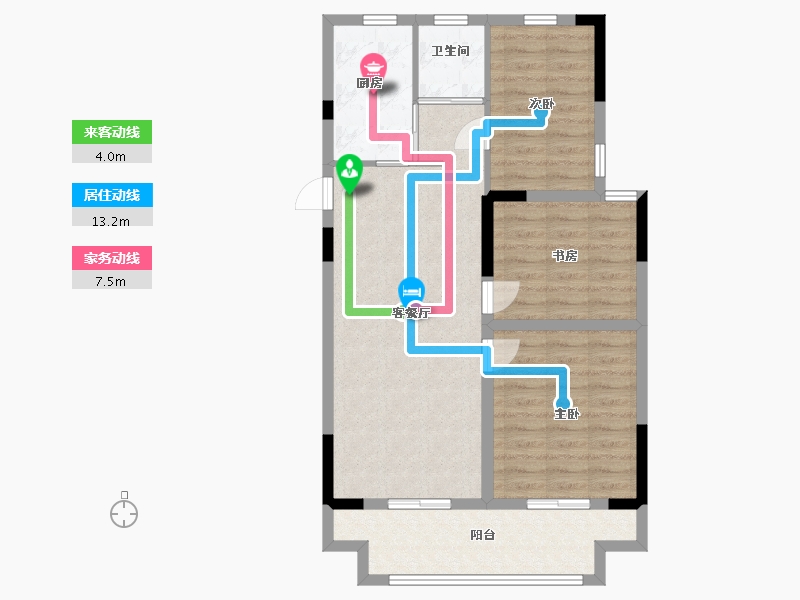 安徽省-蚌埠市-美居•天公河畔-79.00-户型库-动静线