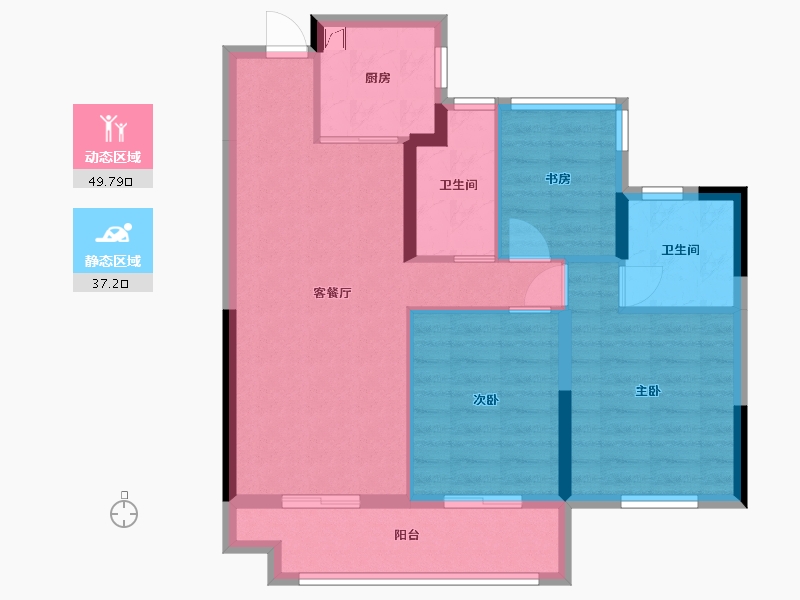 安徽省-合肥市-绿城华安桂语滨湖-78.00-户型库-动静分区