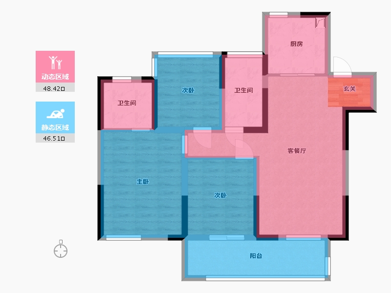 安徽省-合肥市-招商东望府-84.00-户型库-动静分区