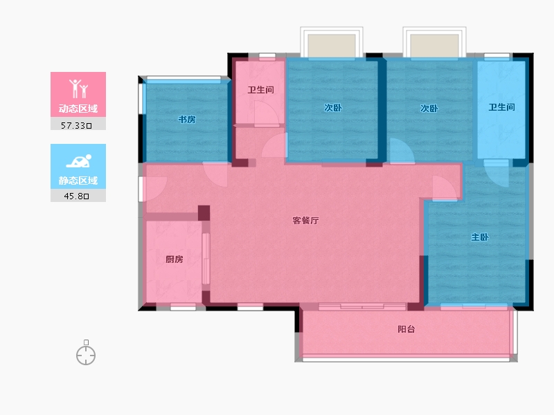 四川省-德阳市-敏捷翰林府-95.84-户型库-动静分区