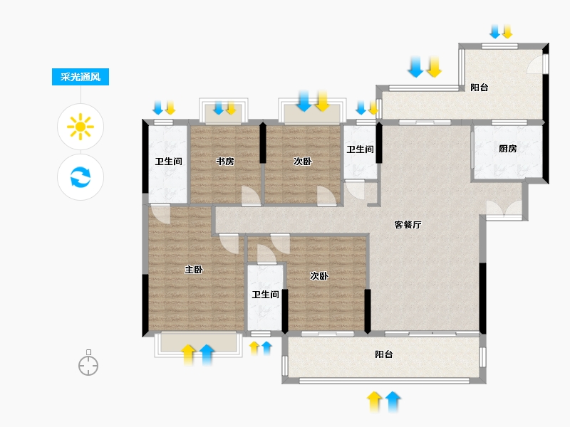 广西壮族自治区-梧州市-大正一品尊府-146.00-户型库-采光通风