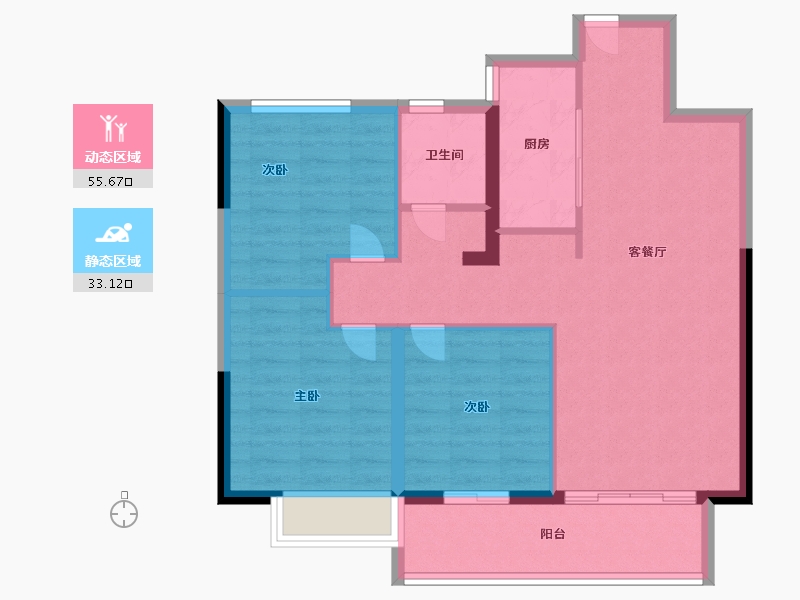 山东省-烟台市-瑞玺公馆-80.00-户型库-动静分区