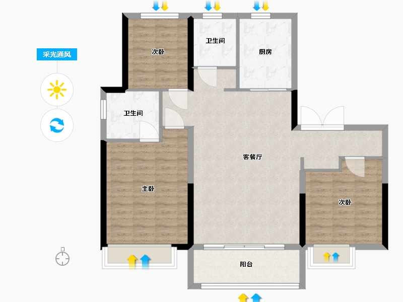 山东省-烟台市-瑞玺公馆-100.00-户型库-采光通风