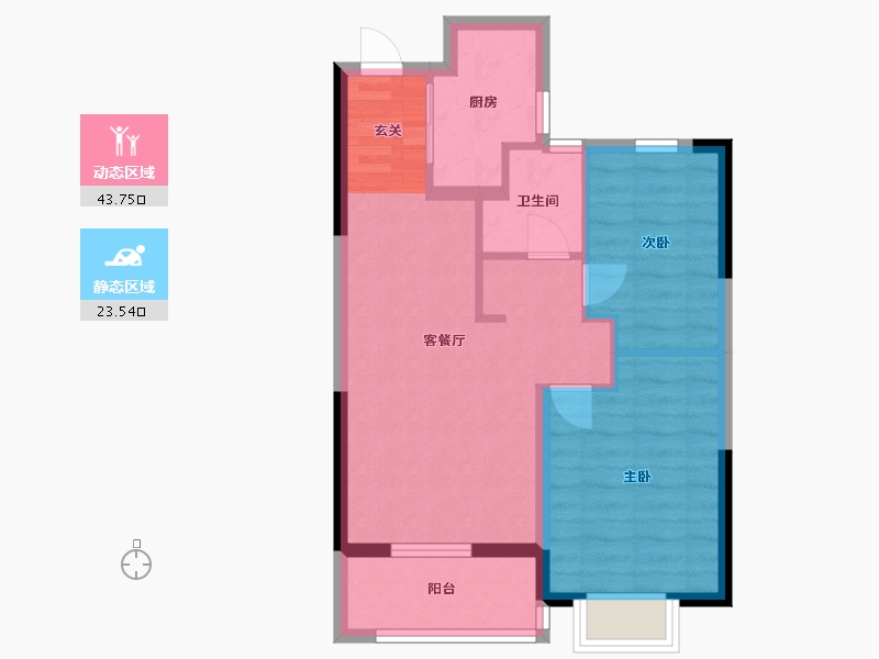 浙江省-金华市-海玥和鸣-60.00-户型库-动静分区