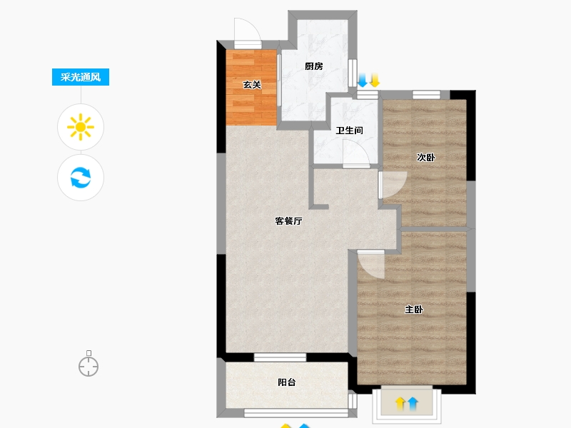 浙江省-金华市-海玥和鸣-60.00-户型库-采光通风