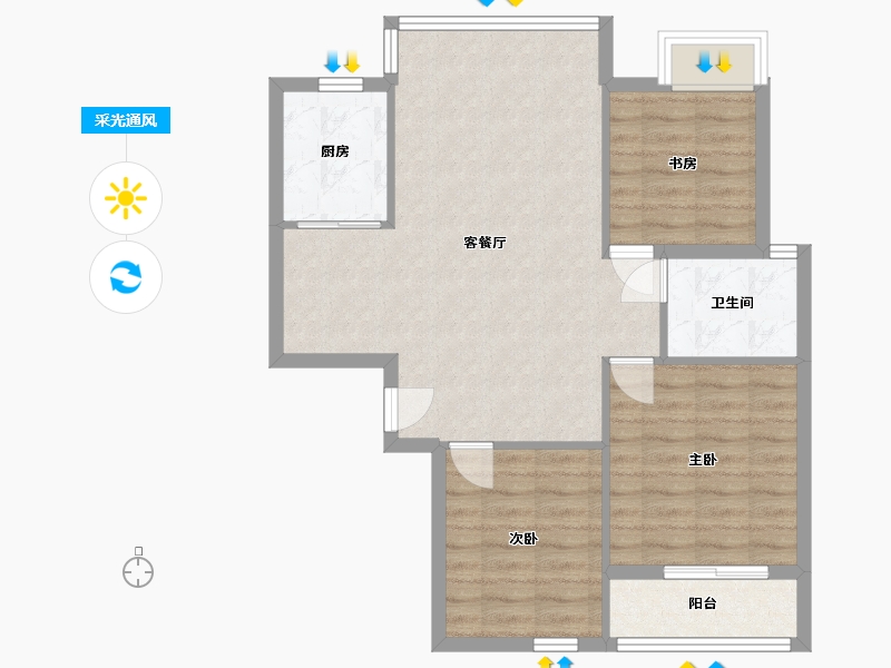 湖北省-武汉市-鹦鹉名邸-90.00-户型库-采光通风