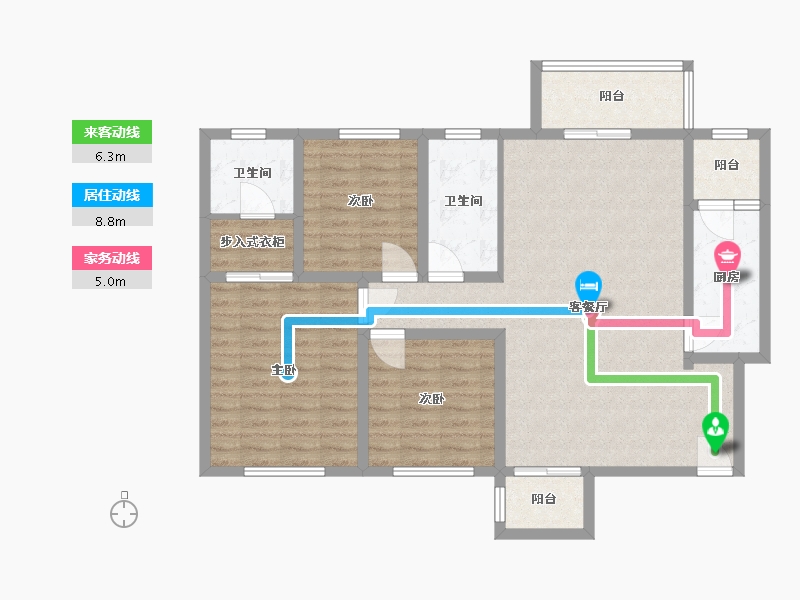 陕西省-西安市-红庙坡-107.00-户型库-动静线