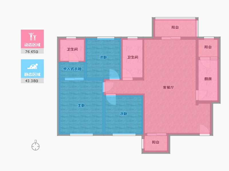 陕西省-西安市-红庙坡-107.00-户型库-动静分区