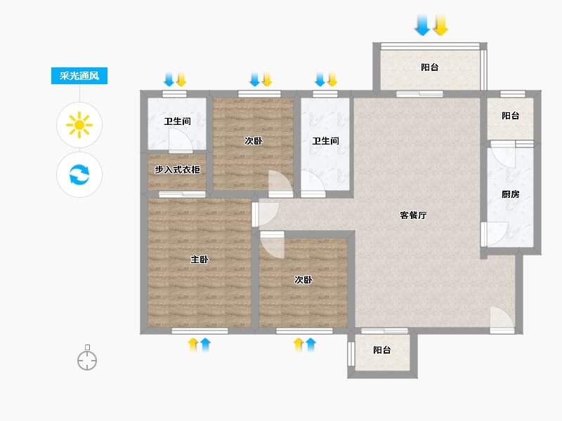 陕西省-西安市-红庙坡-107.00-户型库-采光通风