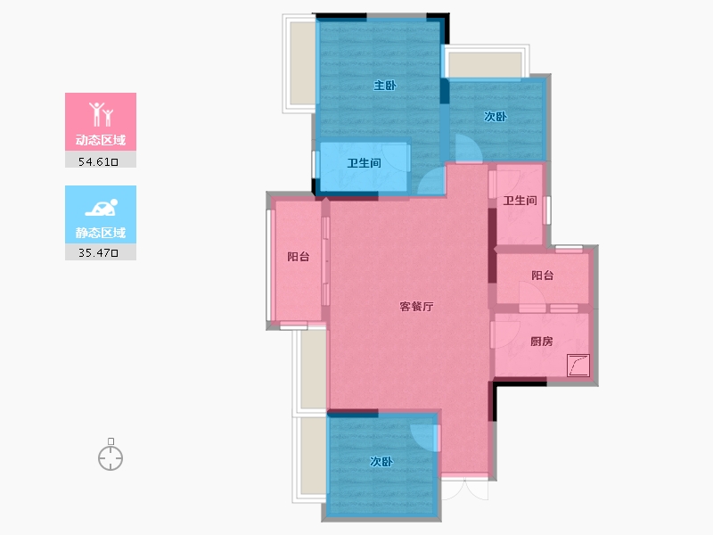 重庆-重庆市-芸峰时代峰汇-102.00-户型库-动静分区