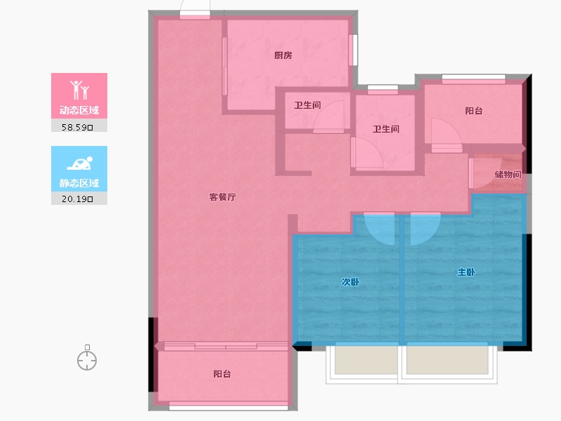 山东省-青岛市-龙湖春江天玺-70.00-户型库-动静分区