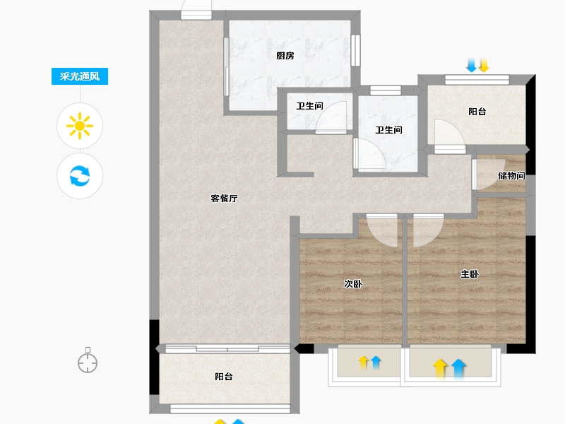 山东省-青岛市-龙湖春江天玺-70.00-户型库-采光通风