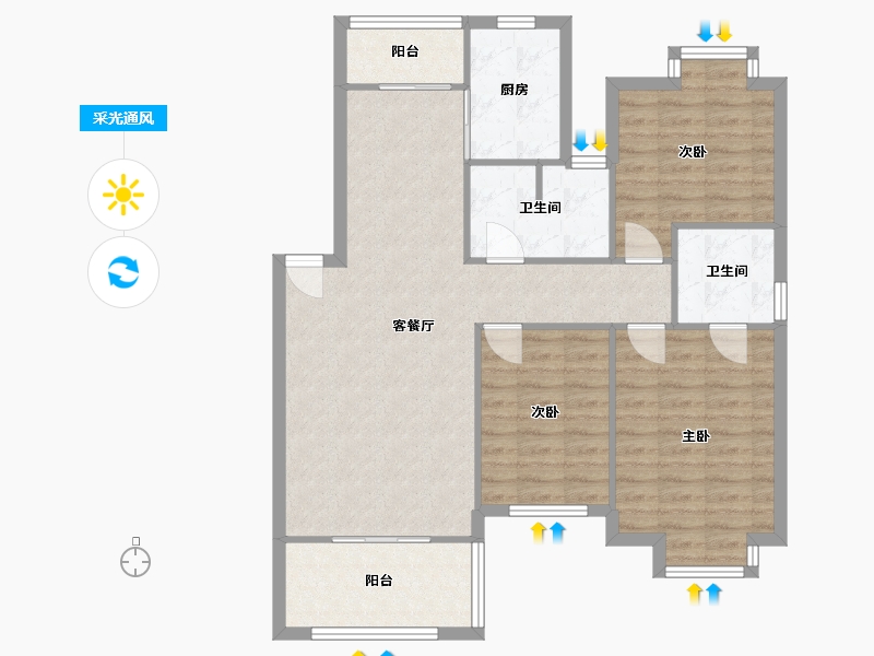 安徽省-合肥市-春景花园-96.80-户型库-采光通风