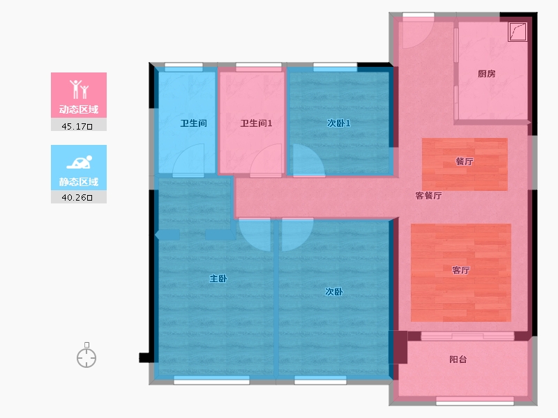 北京-北京市-所有标注尺寸及设施仅供参考，具体以实际交付为准-76.00-户型库-动静分区