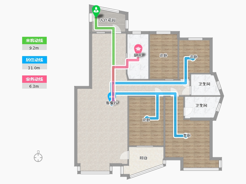 陕西省-西安市-丰景佳园-149.00-户型库-动静线