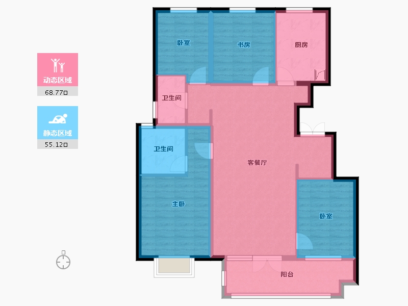 山东省-烟台市-鲁商公馆-111.00-户型库-动静分区