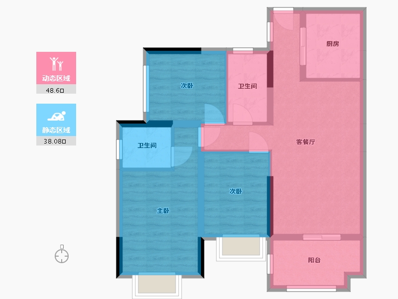 广东省-肇庆市-海晟花园-85.00-户型库-动静分区