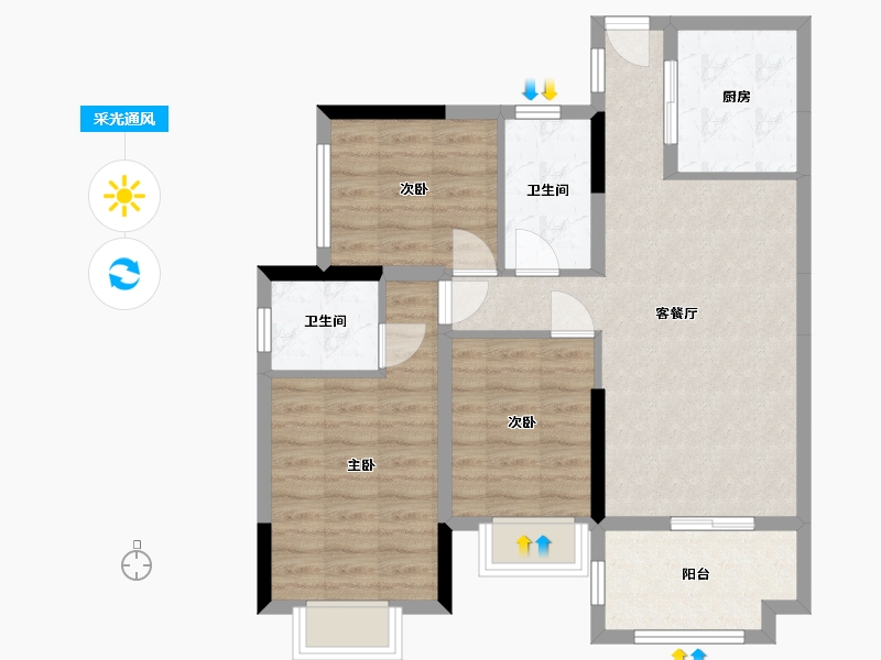 广东省-肇庆市-海晟花园-85.00-户型库-采光通风