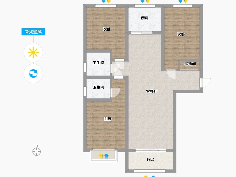 河北省-邯郸市-圣水湖畔四期-101.60-户型库-采光通风