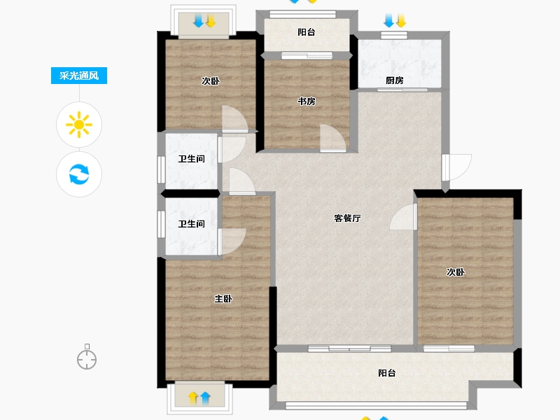 福建省-莆田市-建工ECO状元府-110.90-户型库-采光通风