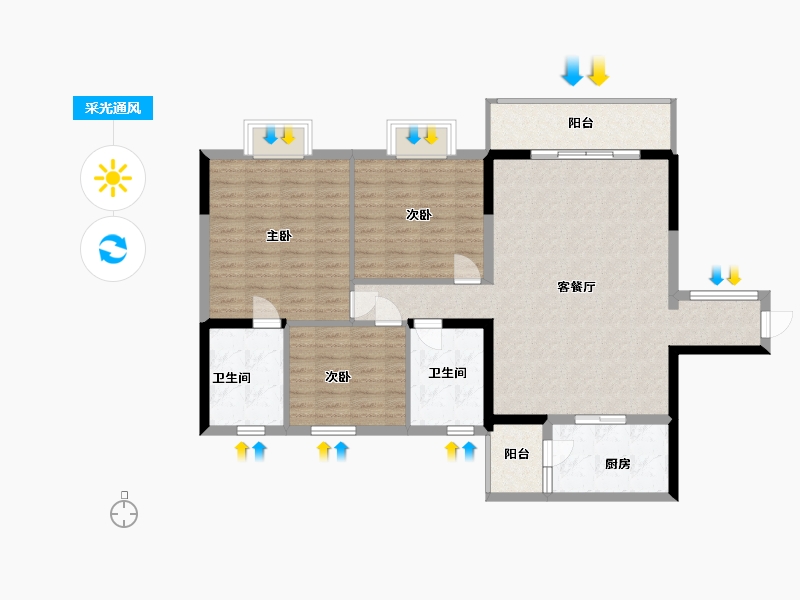 贵州省-毕节市-樽憬名都-107.00-户型库-采光通风