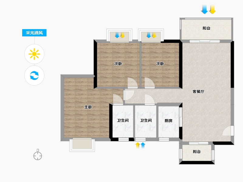 广西壮族自治区-防城港市-荣顾购物公园翡翠园三期-99.77-户型库-采光通风