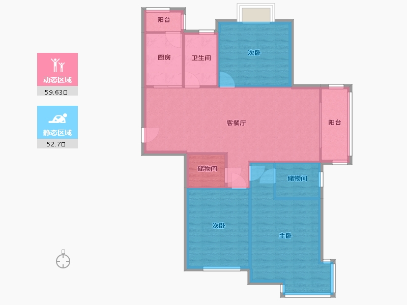 江苏省-南京市-银城聚锦园-102.00-户型库-动静分区