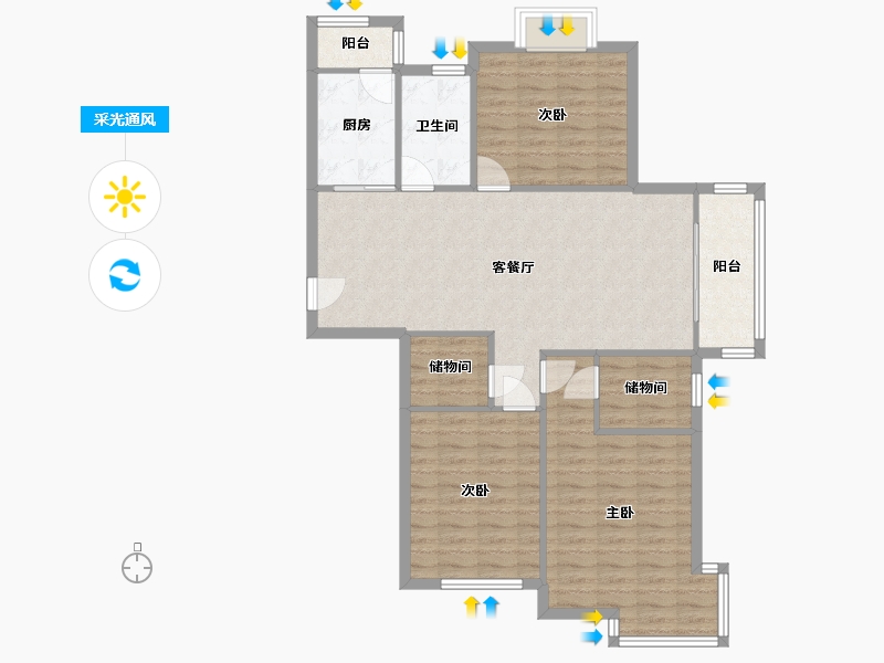 江苏省-南京市-银城聚锦园-102.00-户型库-采光通风