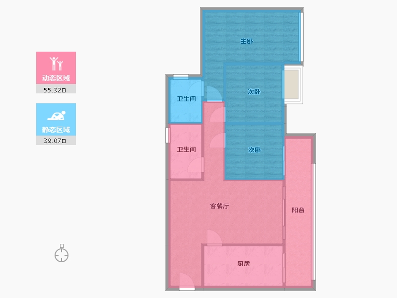 重庆-重庆市-重庆金科泊云府-77.80-户型库-动静分区