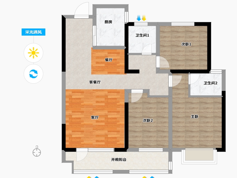 山东省-青岛市-心怡海景苑-92.78-户型库-采光通风