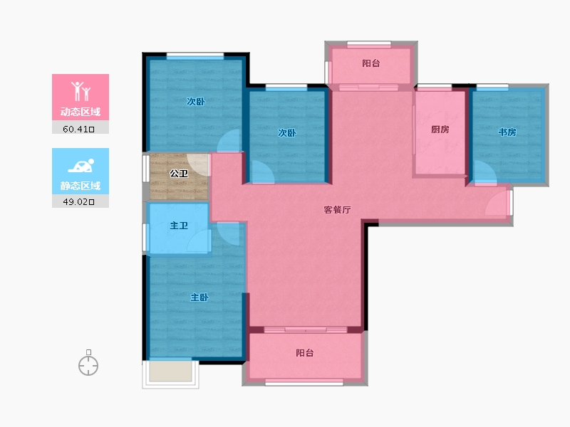 湖南省-长沙市-舜元·臻园-110.00-户型库-动静分区