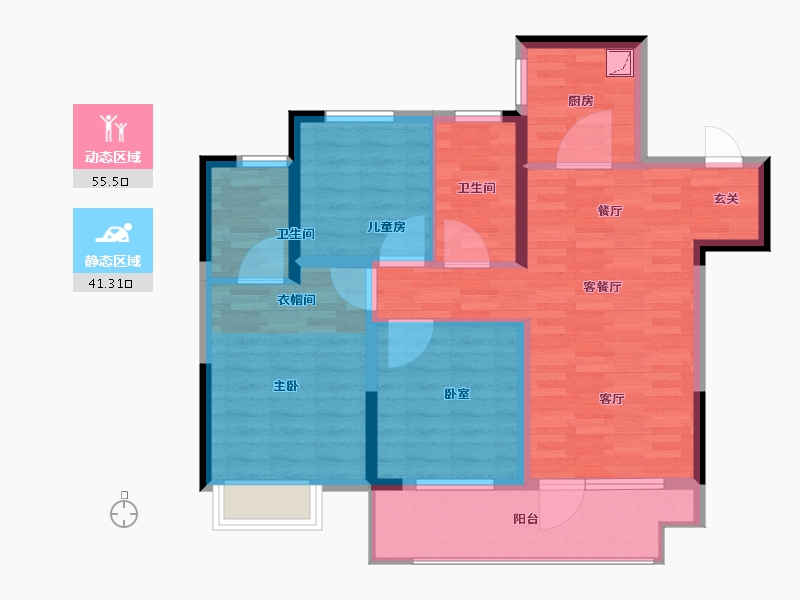 山东省-青岛市-中梁 首府-86.00-户型库-动静分区