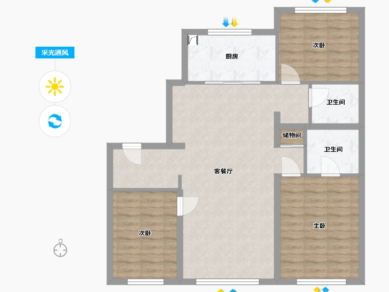 吉林省-长春市-中海·同心湖境-90.00-户型库-采光通风