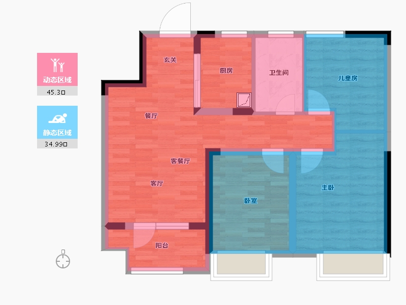 山东省-青岛市-中梁 首府-71.00-户型库-动静分区