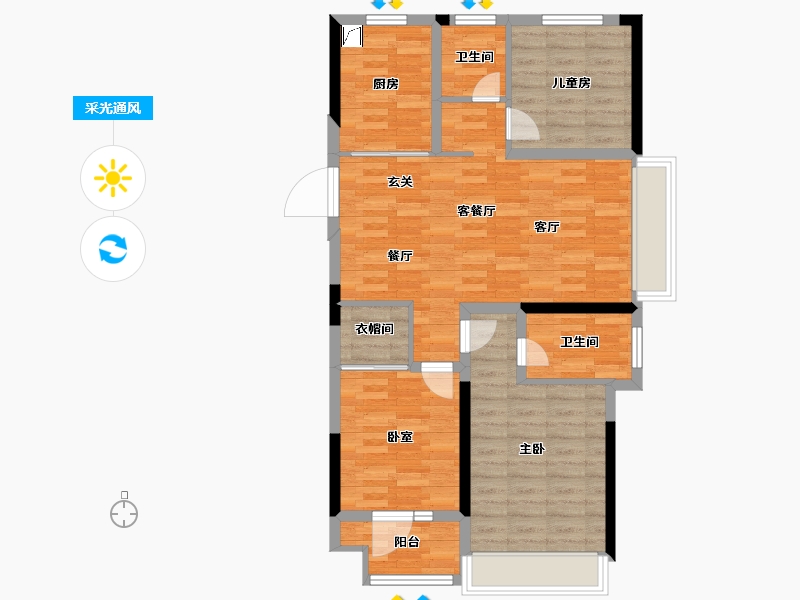 山东省-青岛市-中梁 首府-86.00-户型库-采光通风