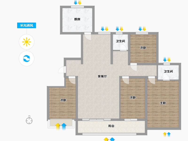 山东省-东营市-贵和府-137.00-户型库-采光通风