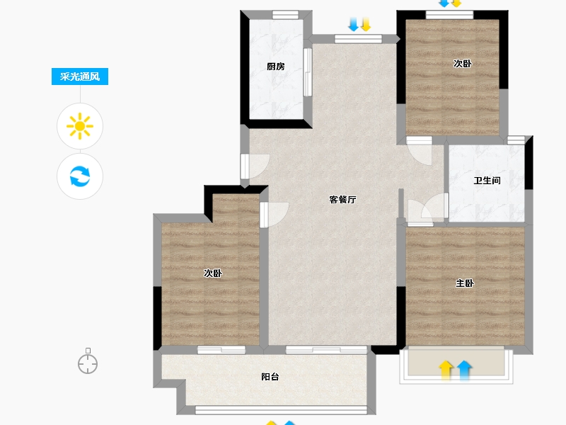 山东省-济南市-新鸥鹏教育城-84.00-户型库-采光通风