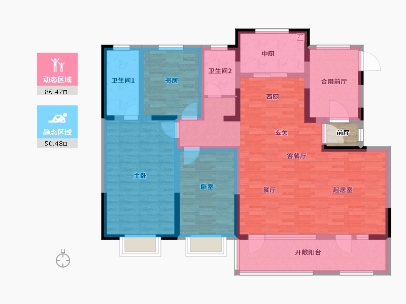 山东省-青岛市-鑫江瑞府-124.00-户型库-动静分区