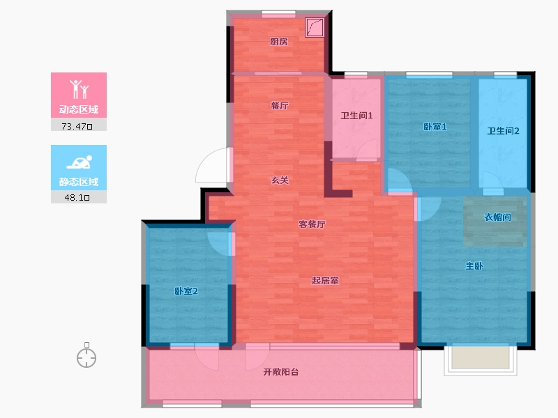 山东省-青岛市-鑫江瑞府-108.00-户型库-动静分区