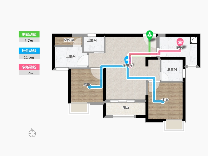 福建省-厦门市-翔安正荣府-64.00-户型库-动静线