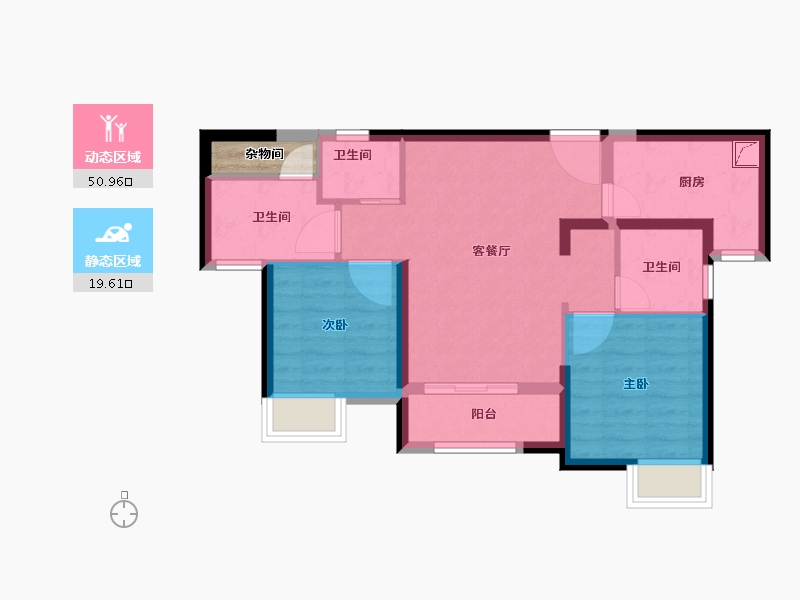 福建省-厦门市-翔安正荣府-64.00-户型库-动静分区