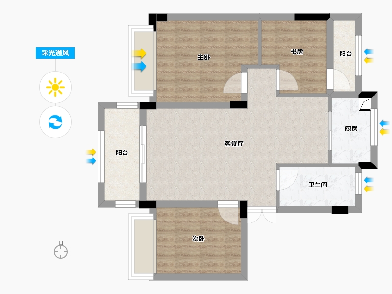 浙江省-衢州市-贝林・星月湾-85.00-户型库-采光通风